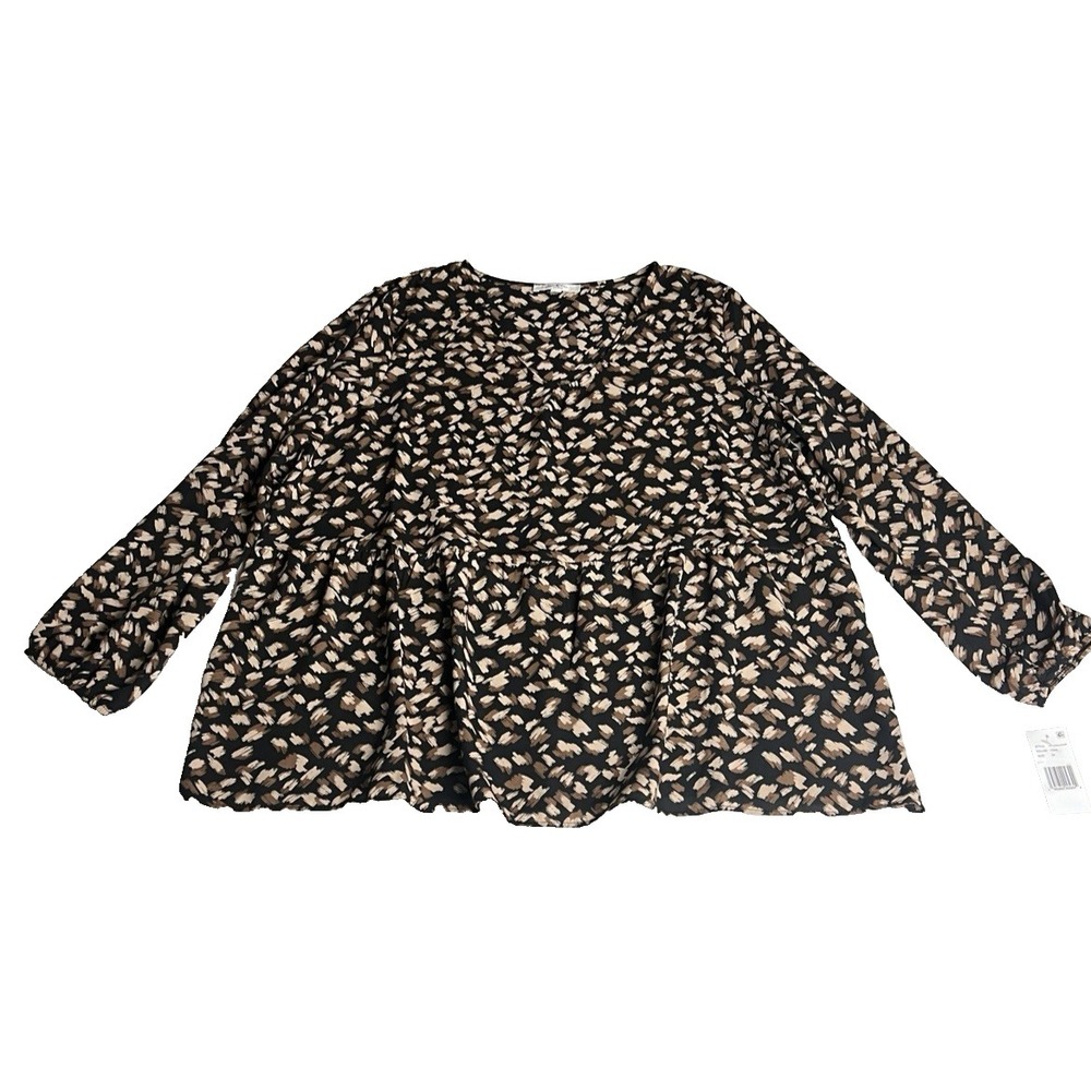 MOA MOA Women's Tunic Top Plus Size 2X‎ Abstract Long Sleeve 100% Polyester C20